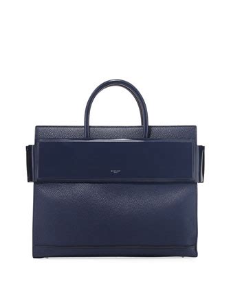 Givenchy Horizon Medium Textured Leather Tote Bag, Dark Blue.